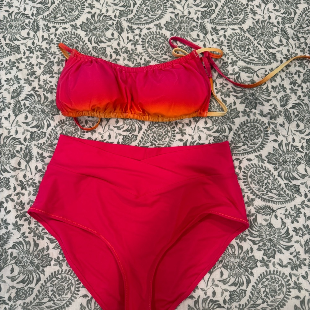 AERIE Vibrant Pink and Orange Bikini Set